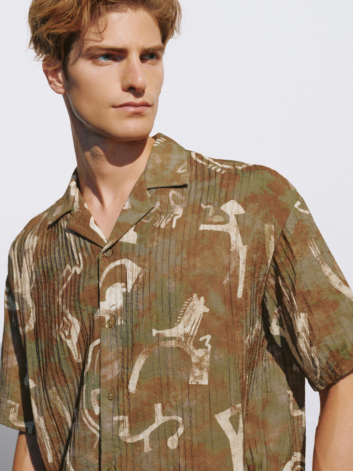 Printed Button Up Loose Shirt