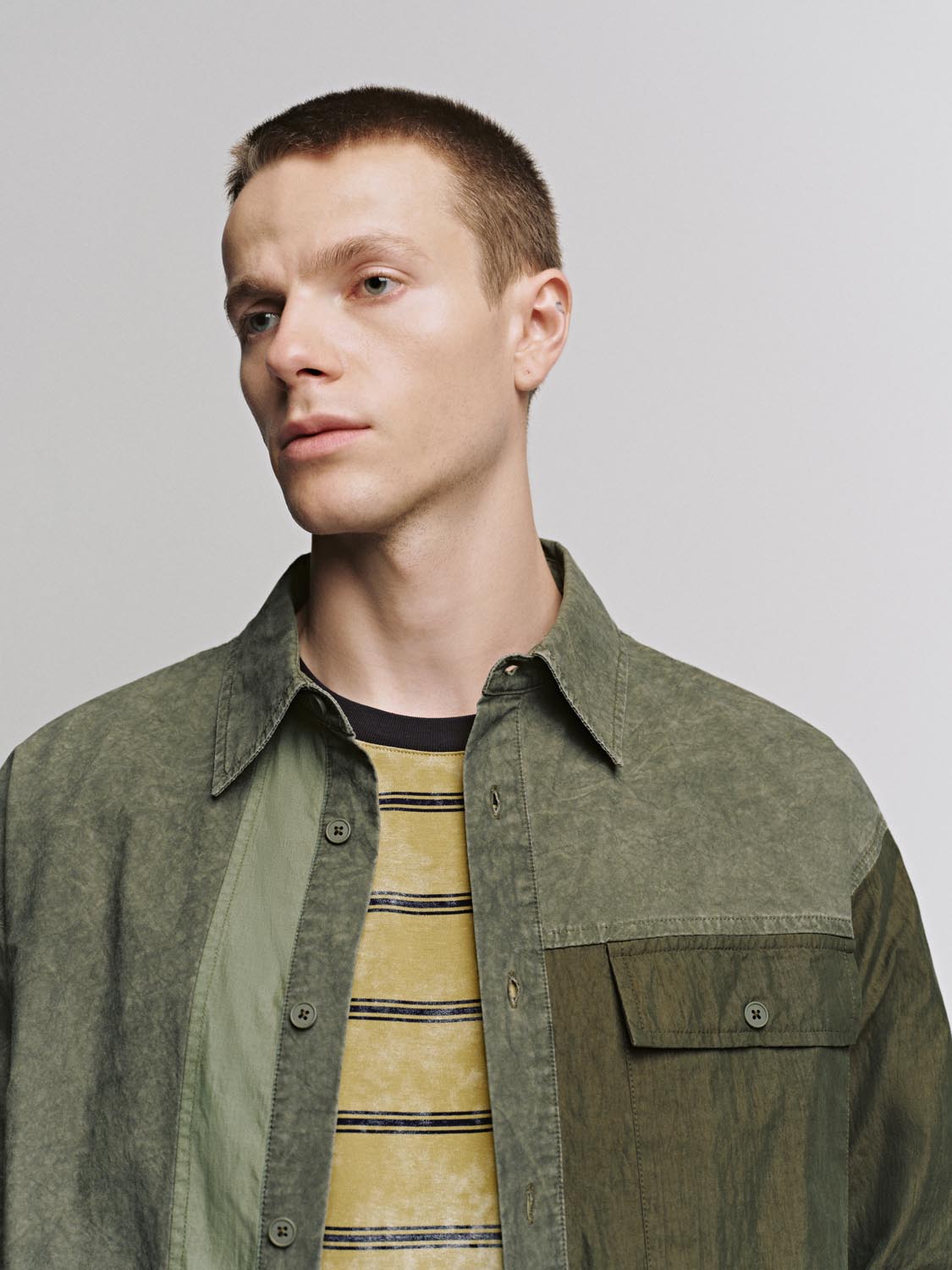 Spliced Flap Pocket Shirts