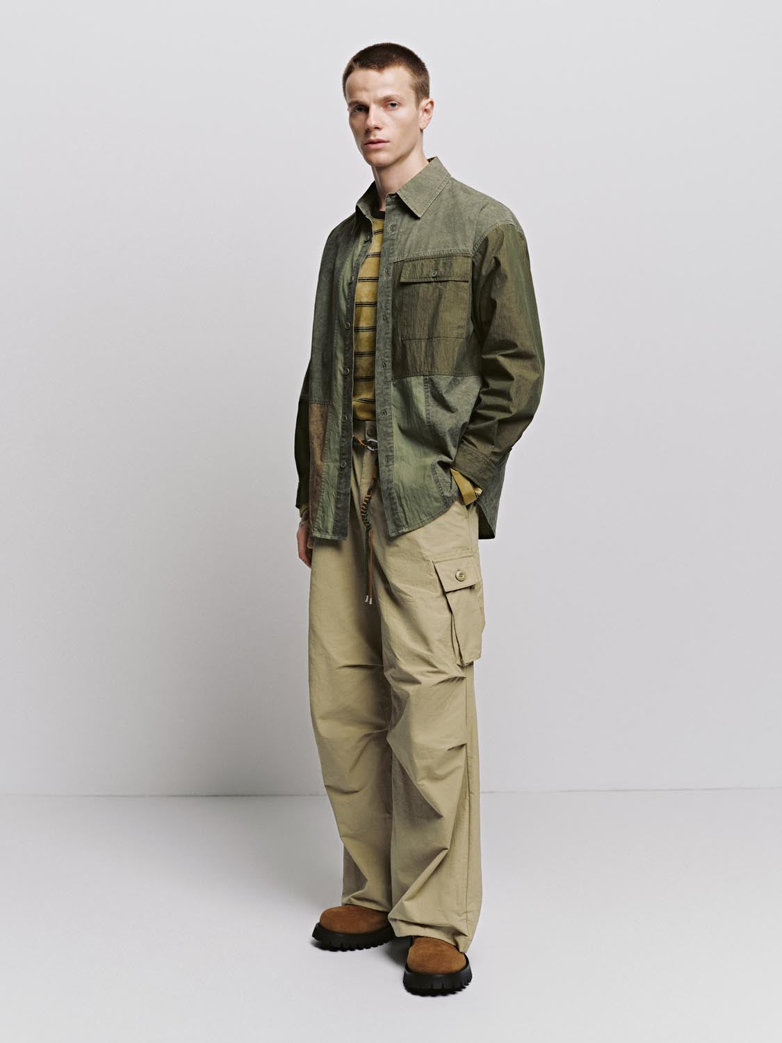 Spliced Flap Pocket Shirts