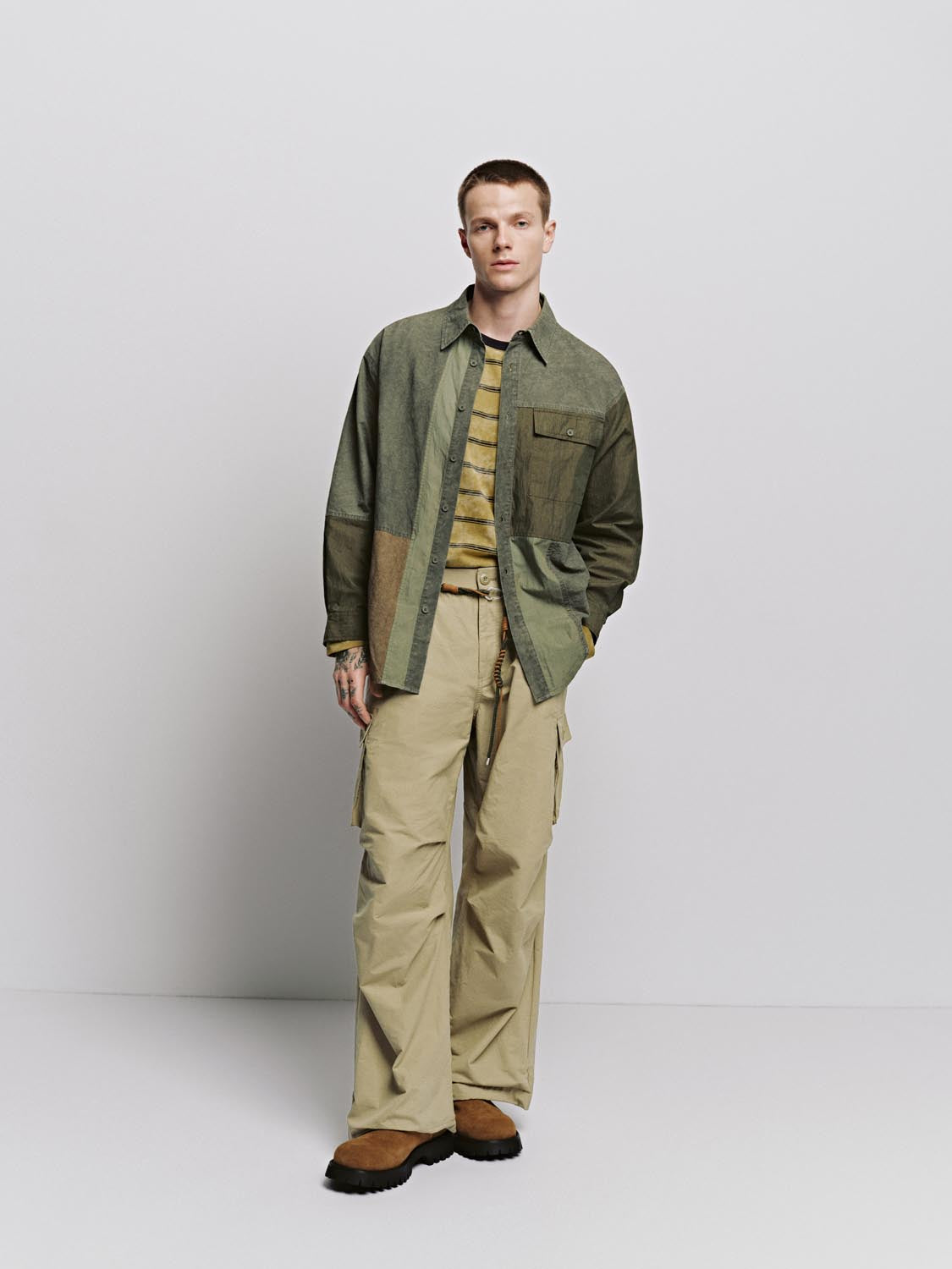 Spliced Flap Pocket Shirts