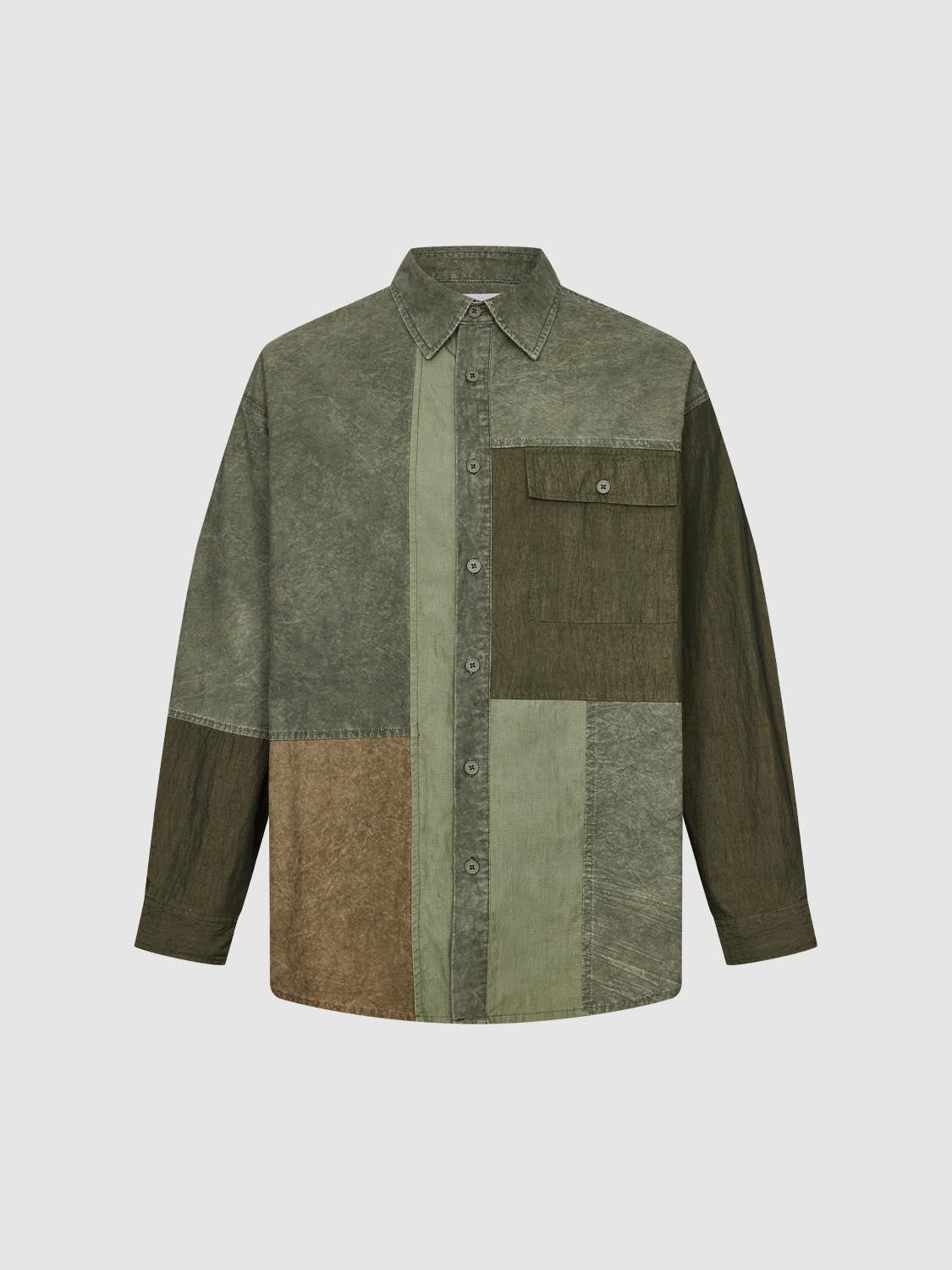 Spliced Flap Pocket Shirts