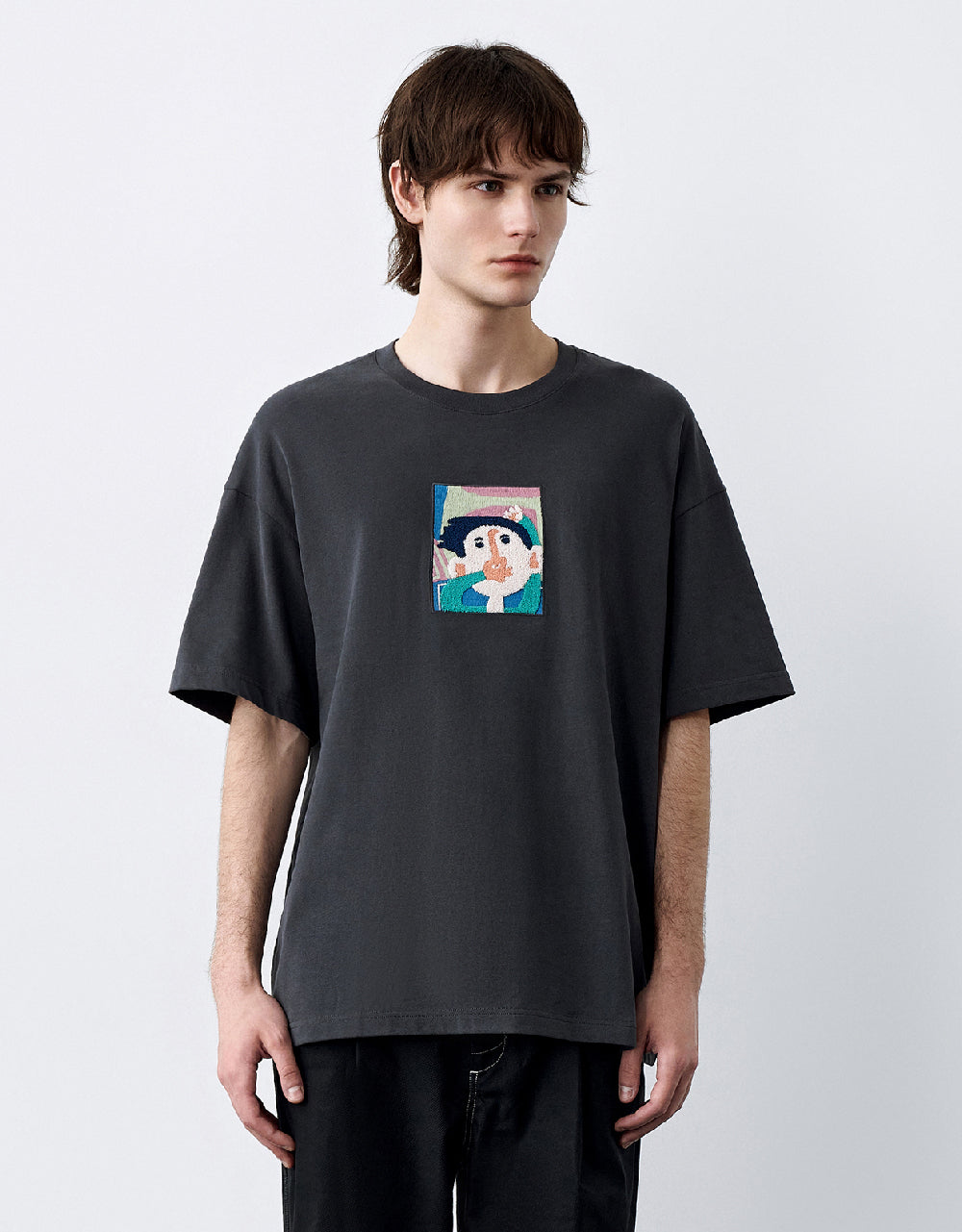 Human Face Printed Crew Neck T-Shirt