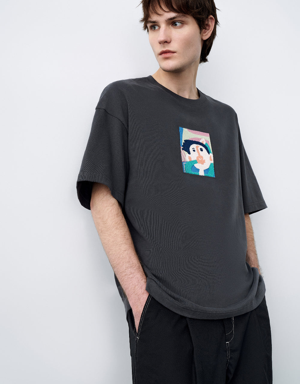 Human Face Printed Crew Neck T-Shirt