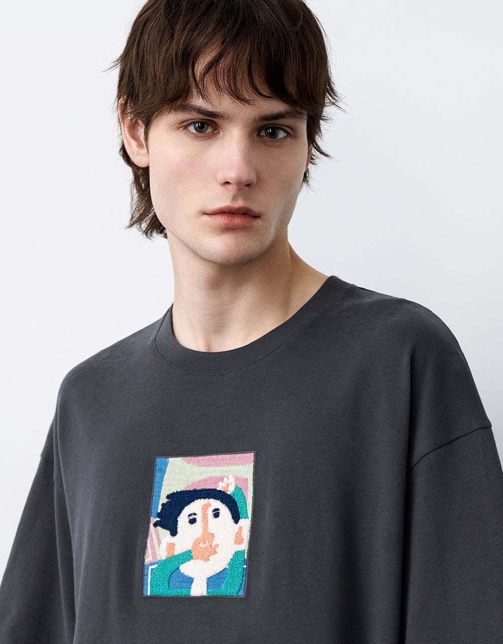Human Face Printed Crew Neck T-Shirt