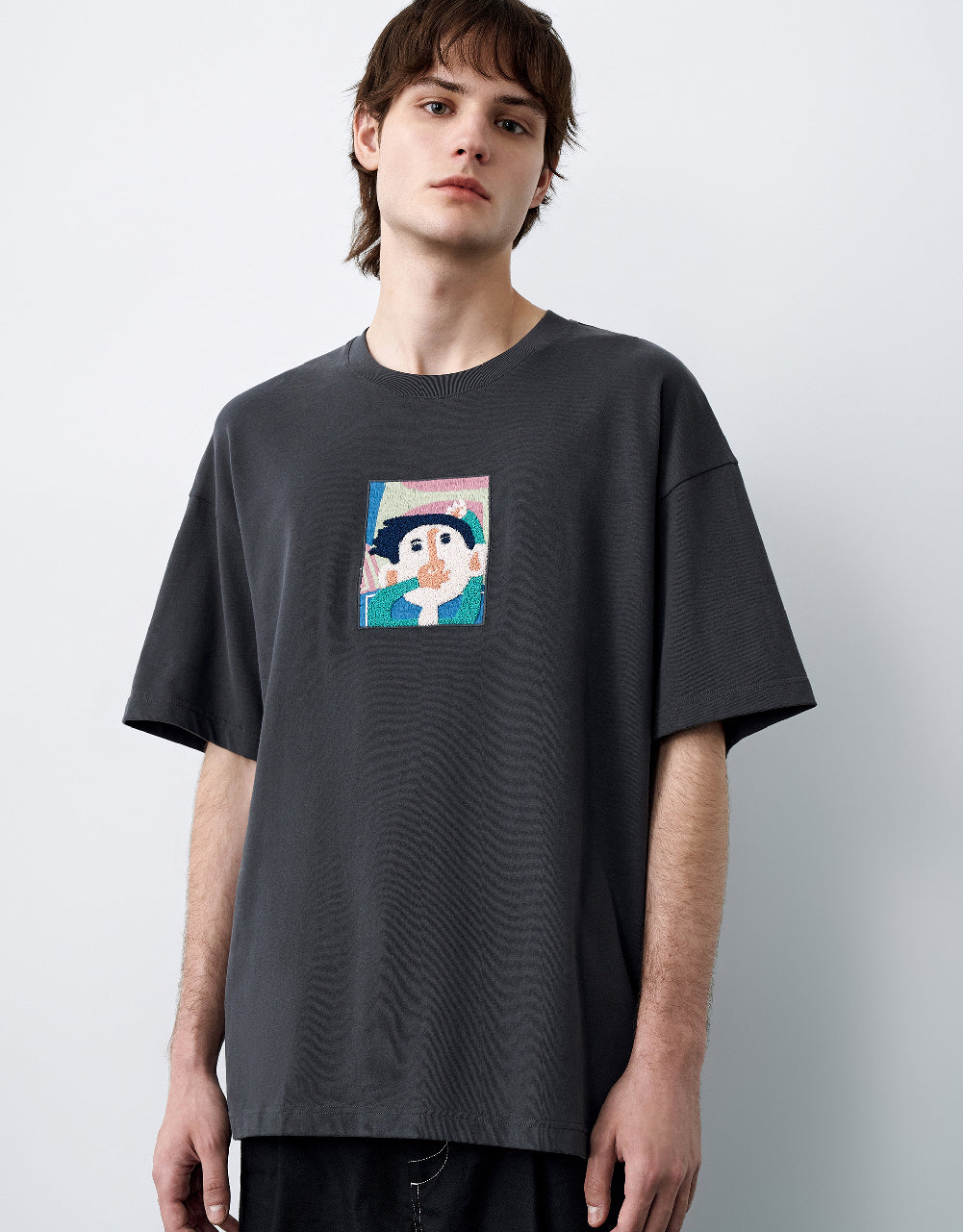 Human Face Printed Crew Neck T-Shirt