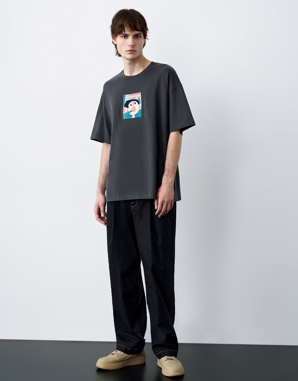 Human Face Printed Crew Neck T-Shirt