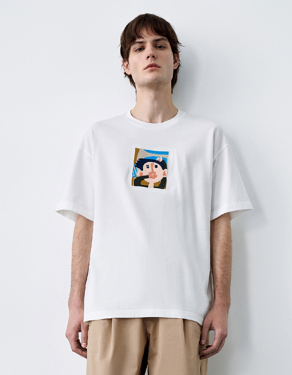 Human Face Printed Crew Neck T-Shirt