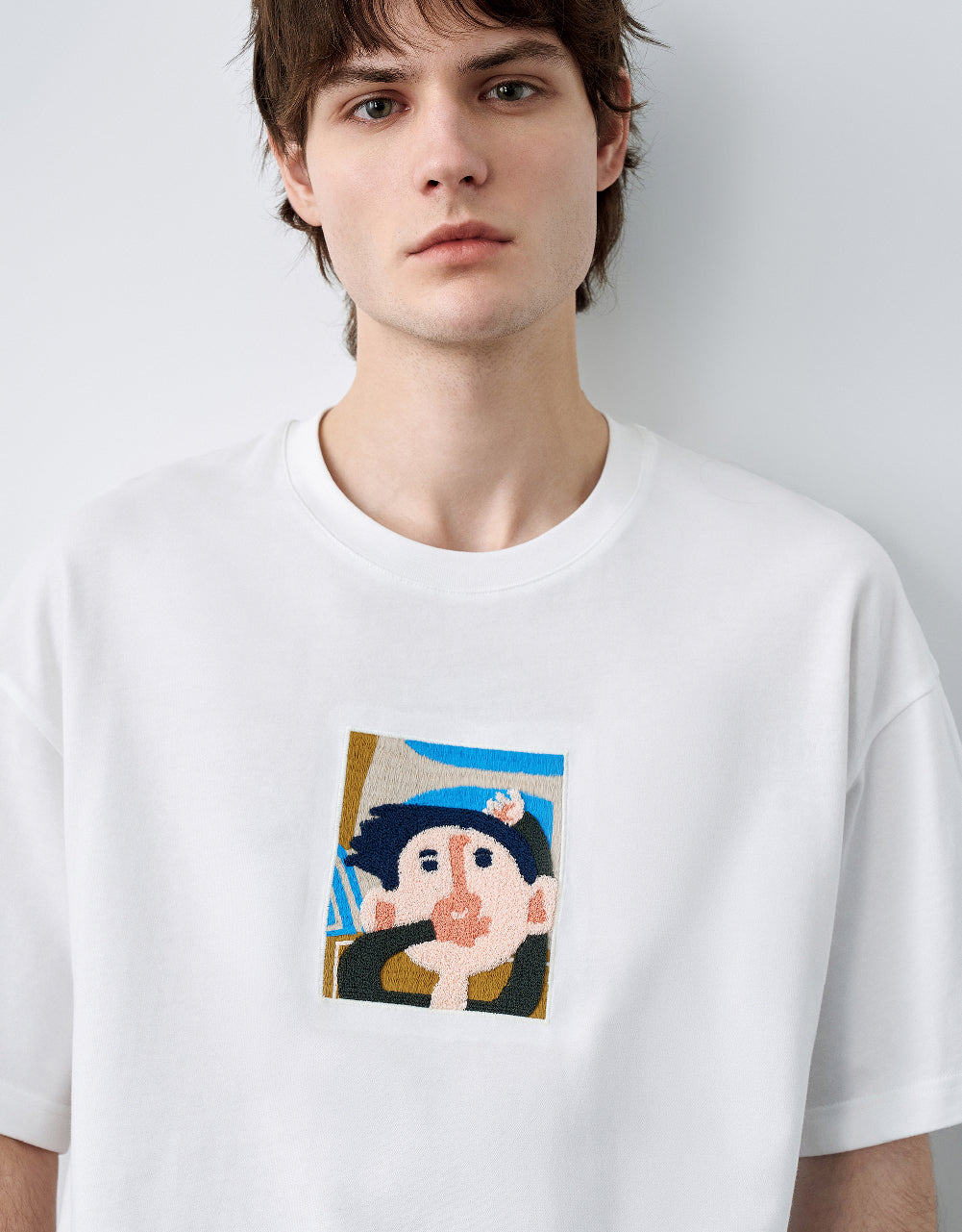 Human Face Printed Crew Neck T-Shirt
