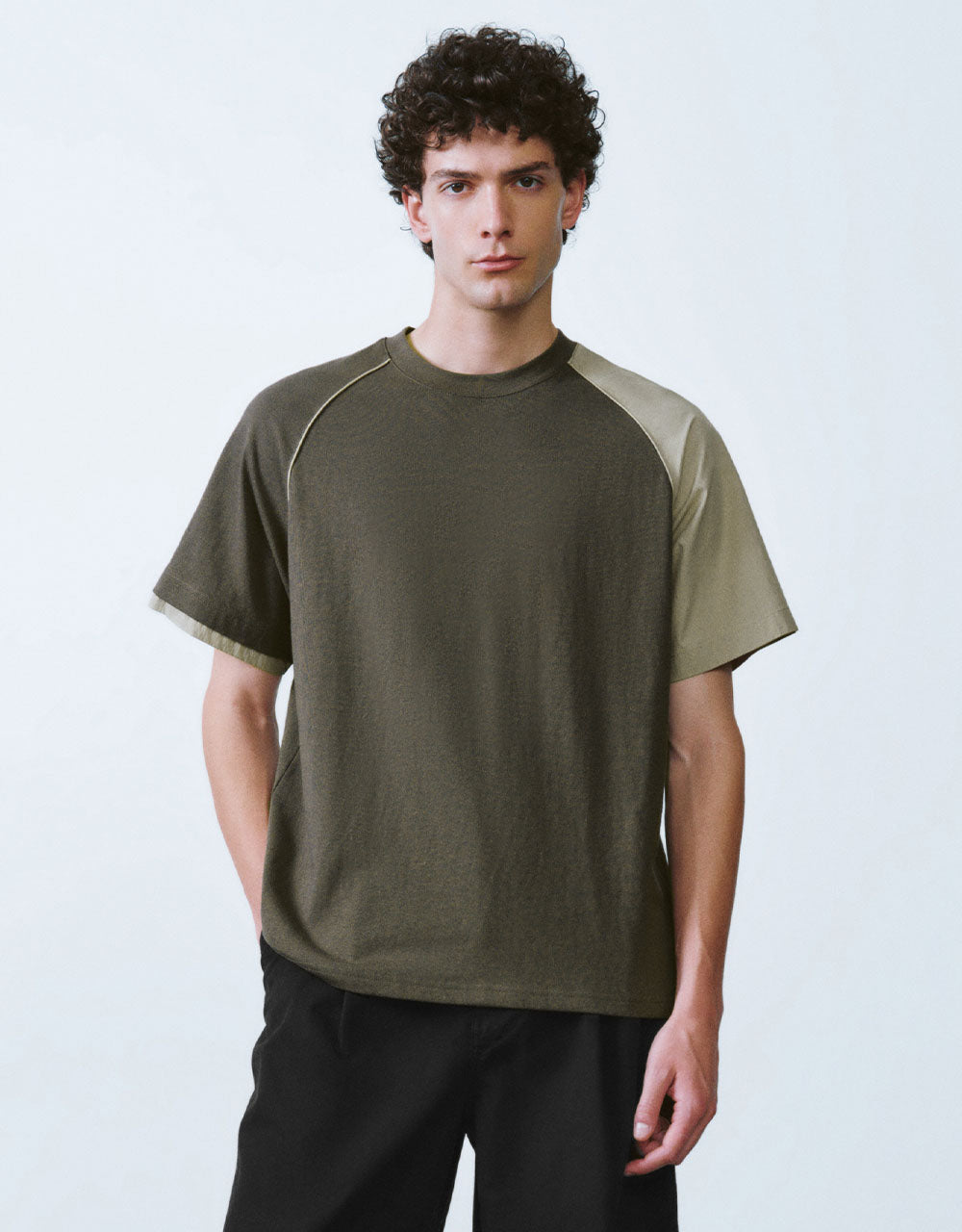 Two Toned Crew Neck Loose T-Shirt