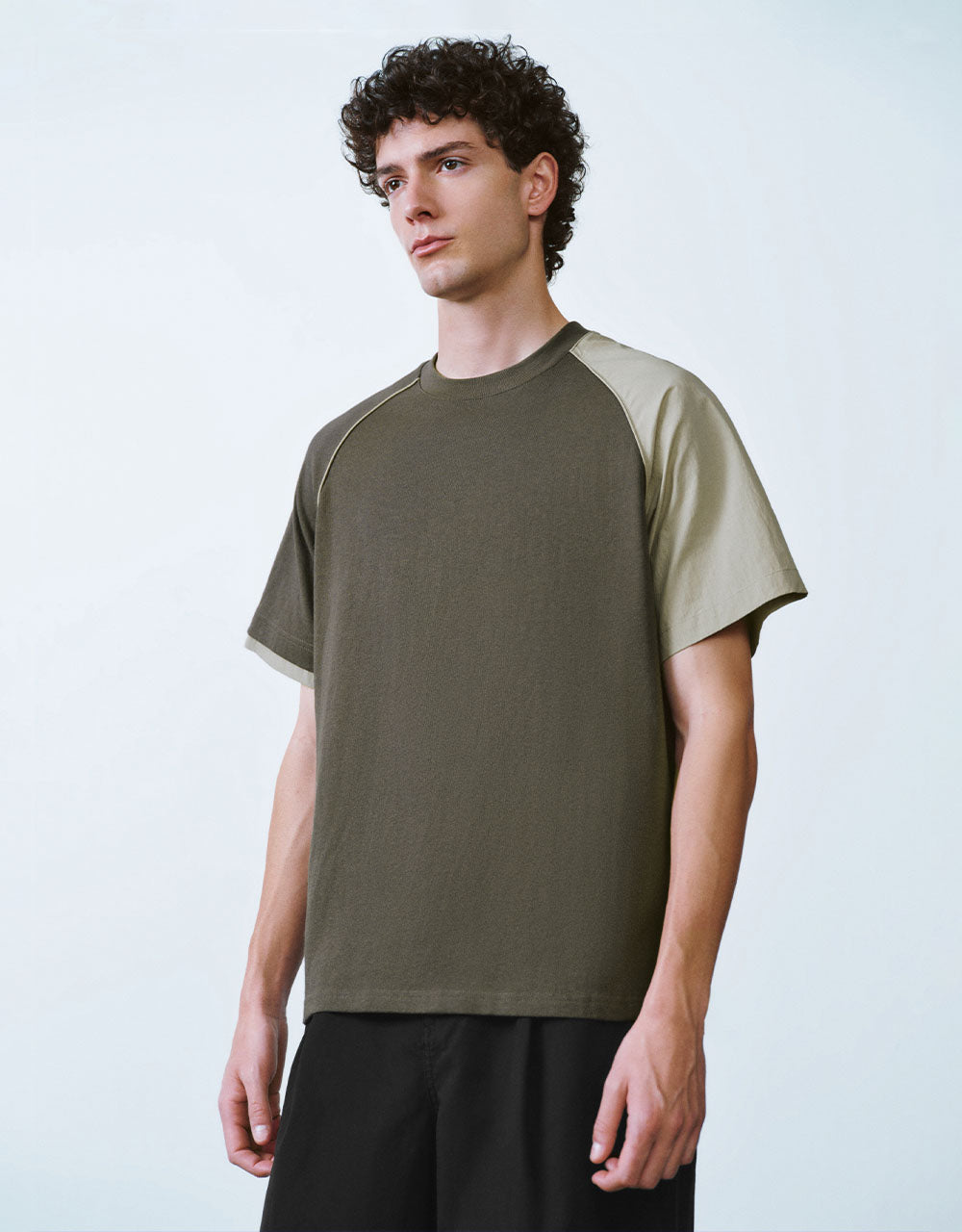 Two Toned Crew Neck Loose T-Shirt