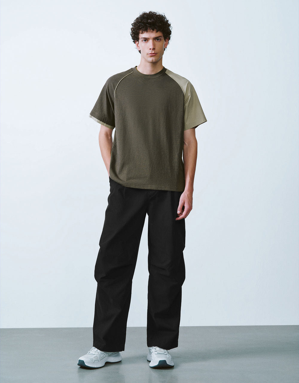 Two Toned Crew Neck Loose T-Shirt