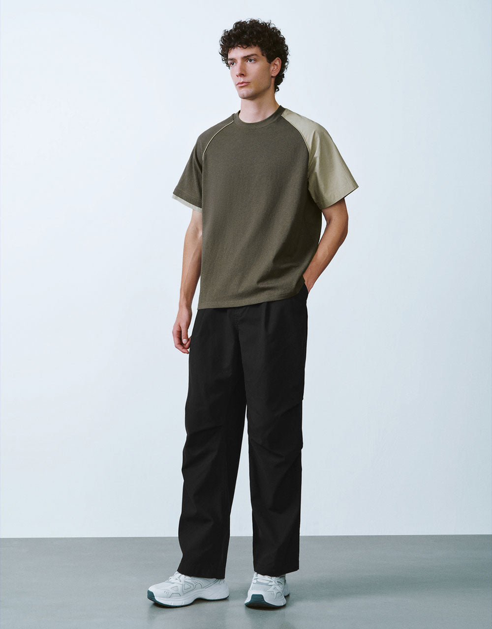 Two Toned Crew Neck Loose T-Shirt