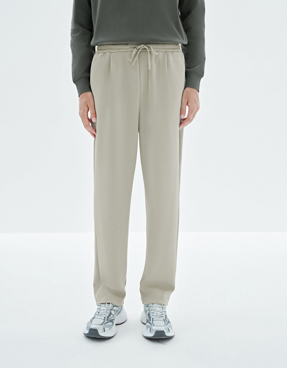 Drawstring Waist Knitted Straight Pants