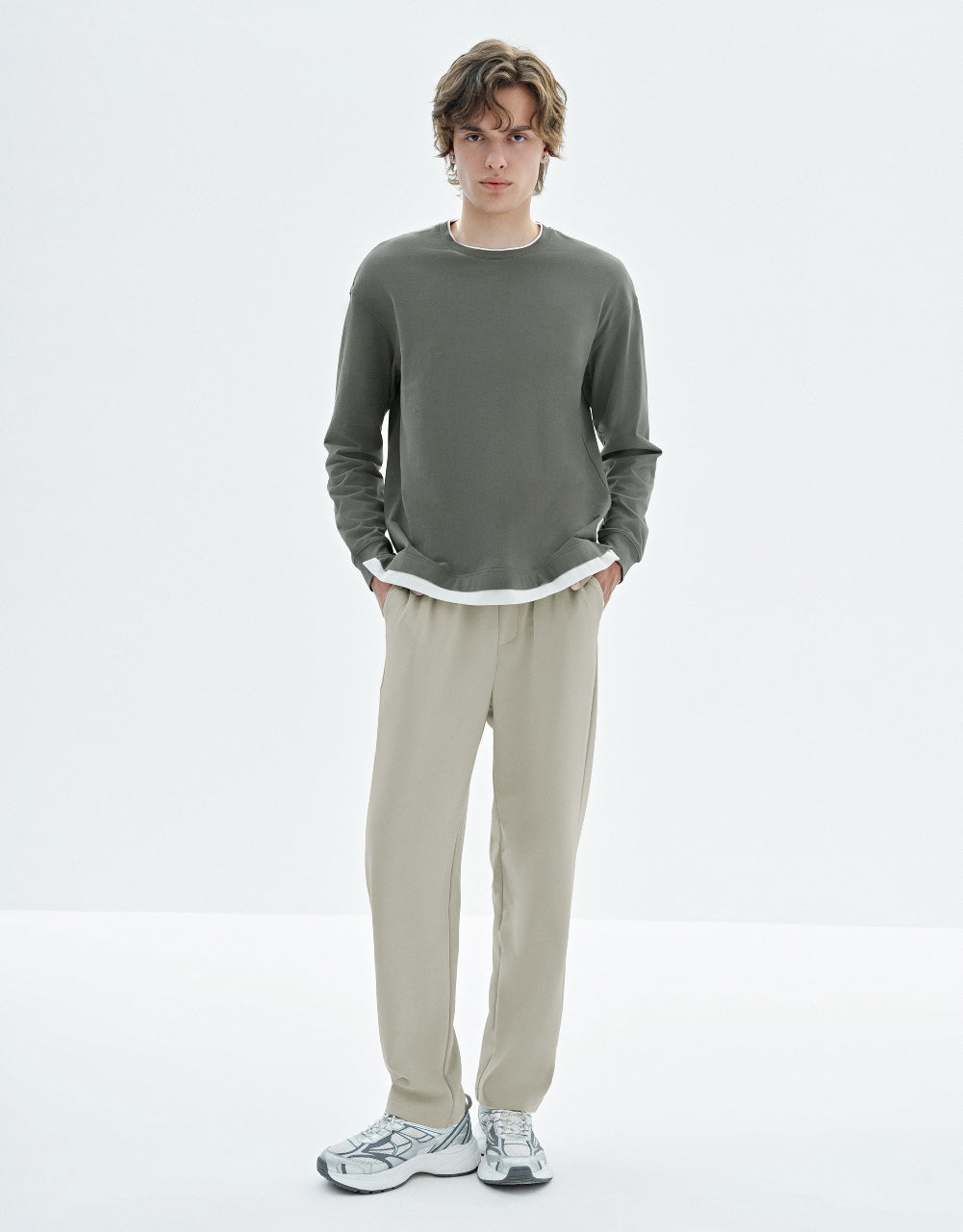 Drawstring Waist Knitted Straight Pants