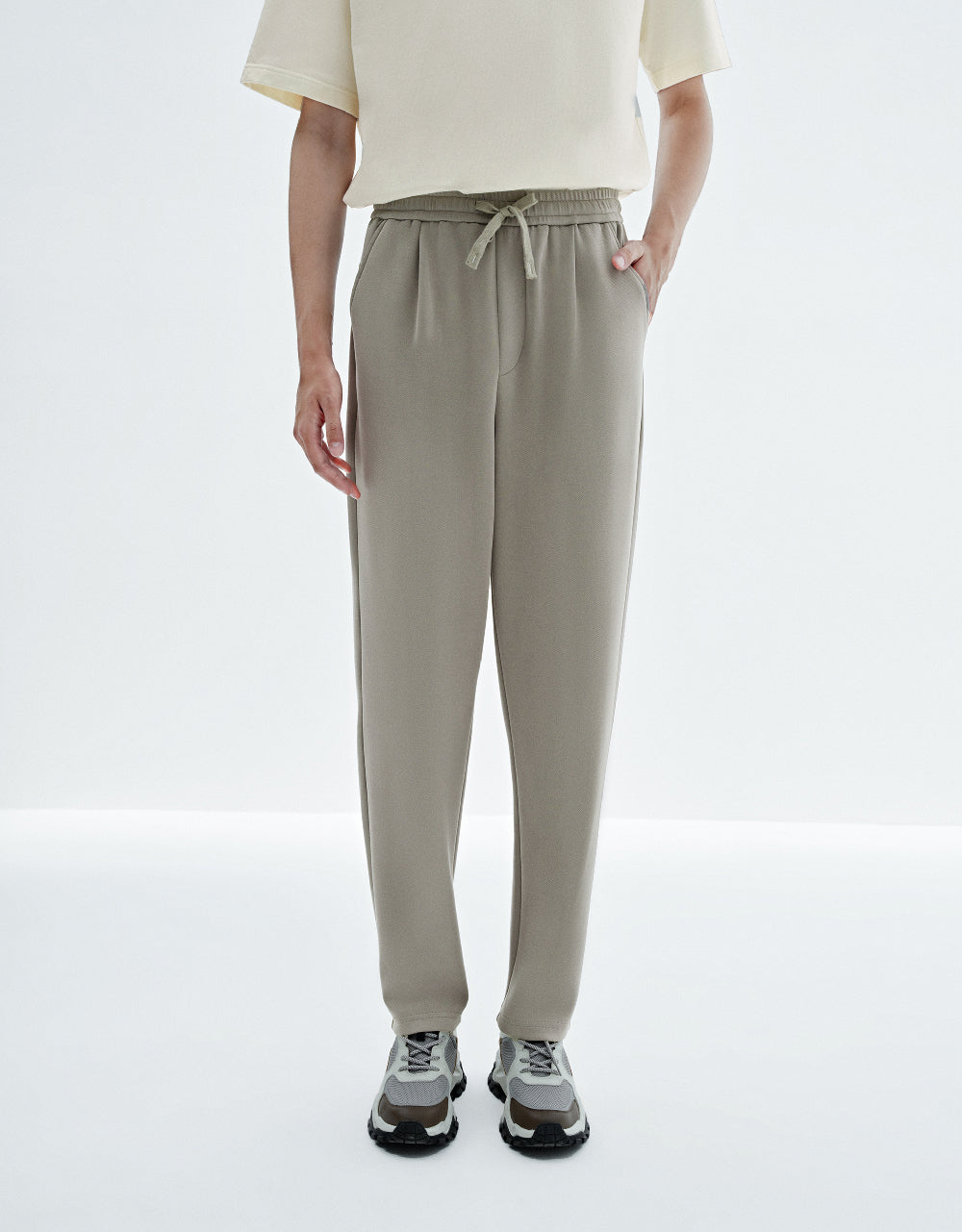 Drawstring Waist Knitted Straight Pants
