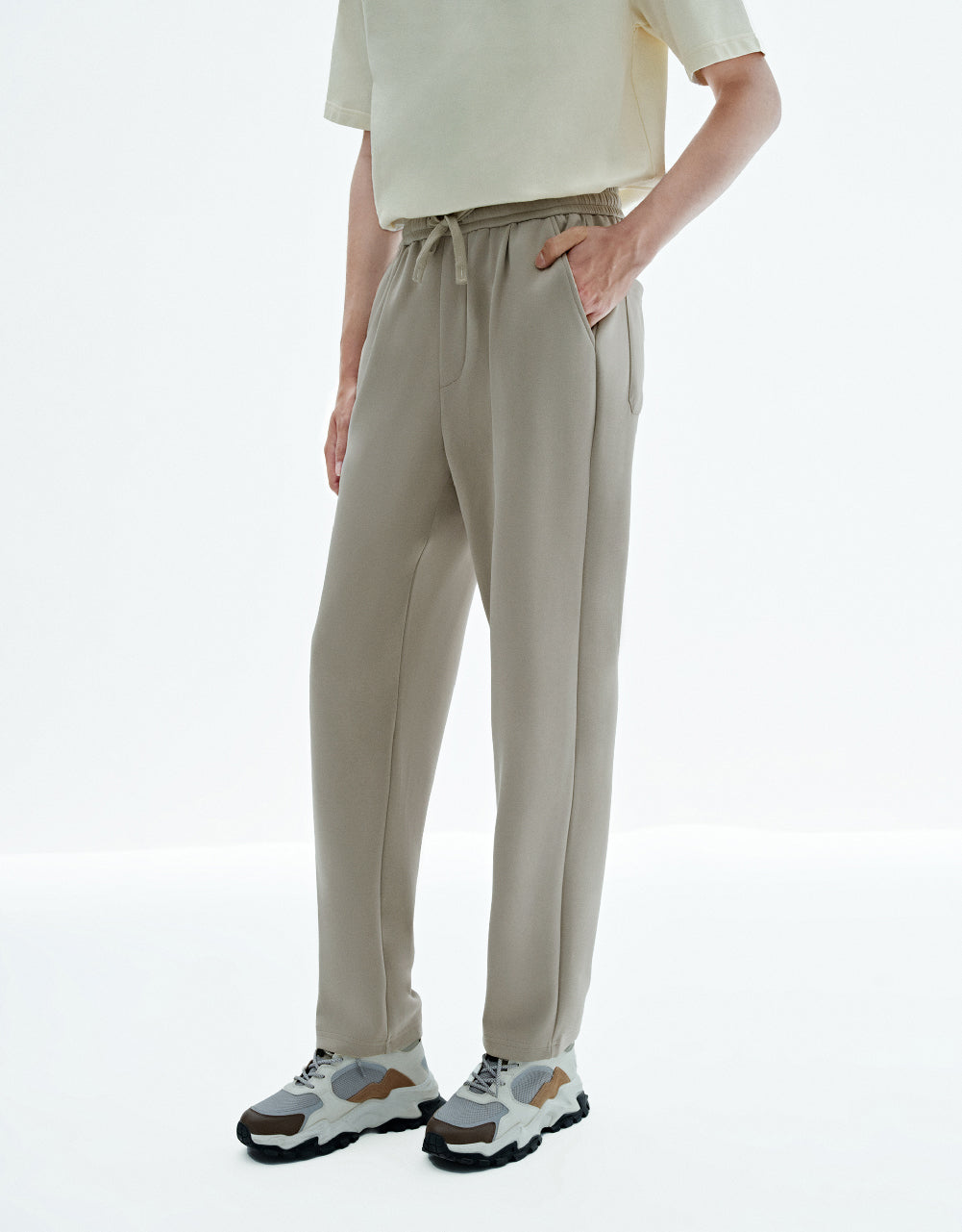 Drawstring Waist Knitted Straight Pants