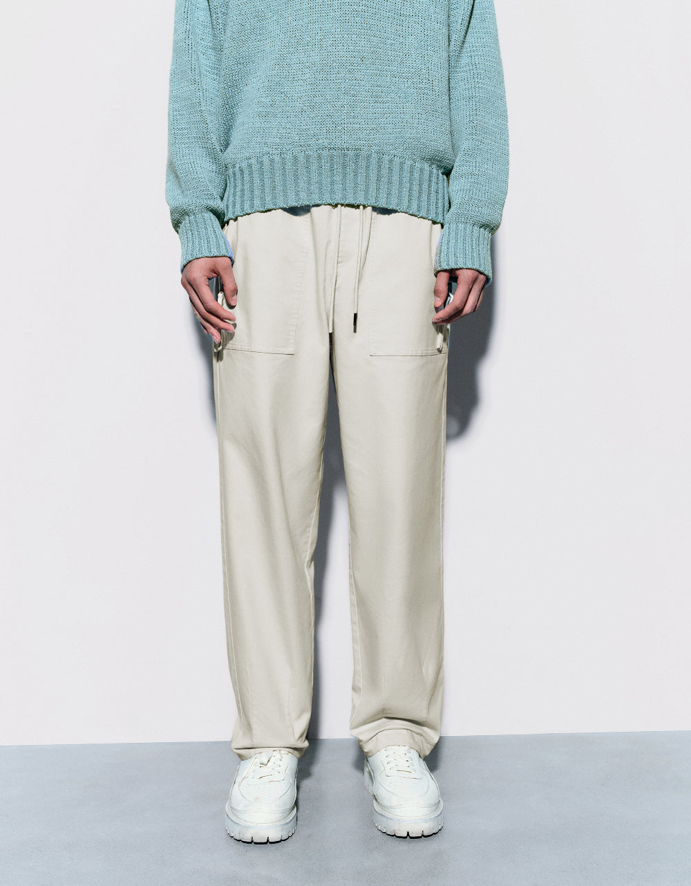 Drawstring Waist Straight Pants