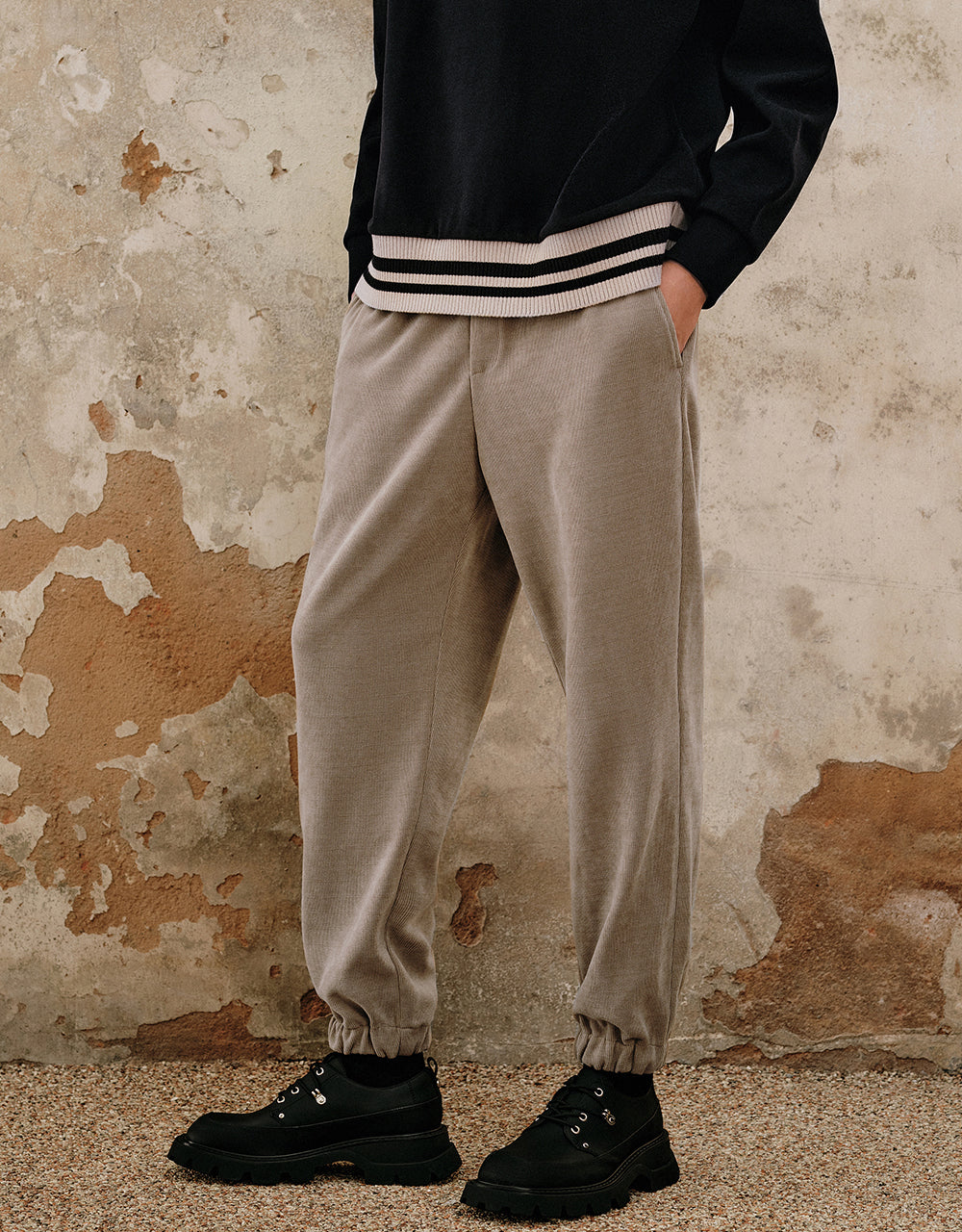 Drawstring Waist Knitted Jogger Pants