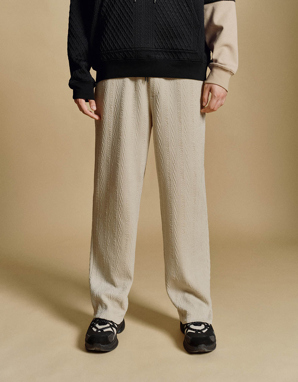 Drawstring Waist Knitted Straight Pants