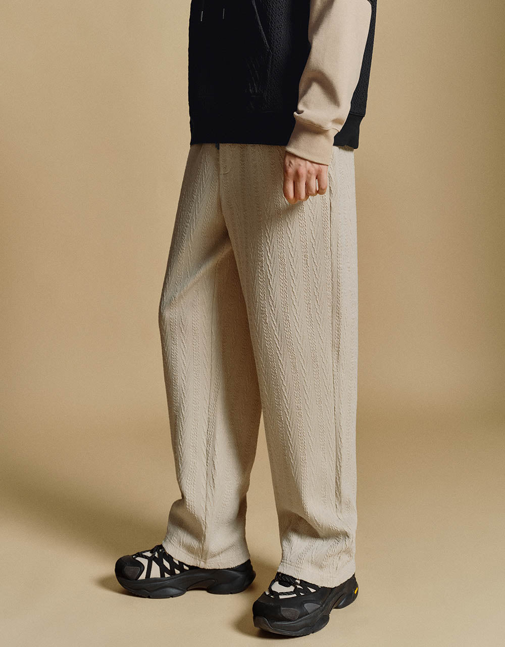 Drawstring Waist Knitted Straight Pants