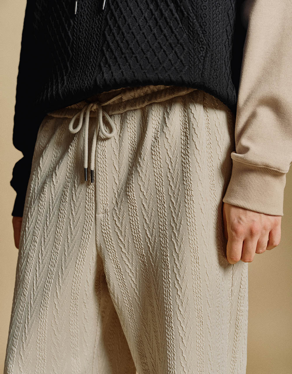 Drawstring Waist Knitted Straight Pants