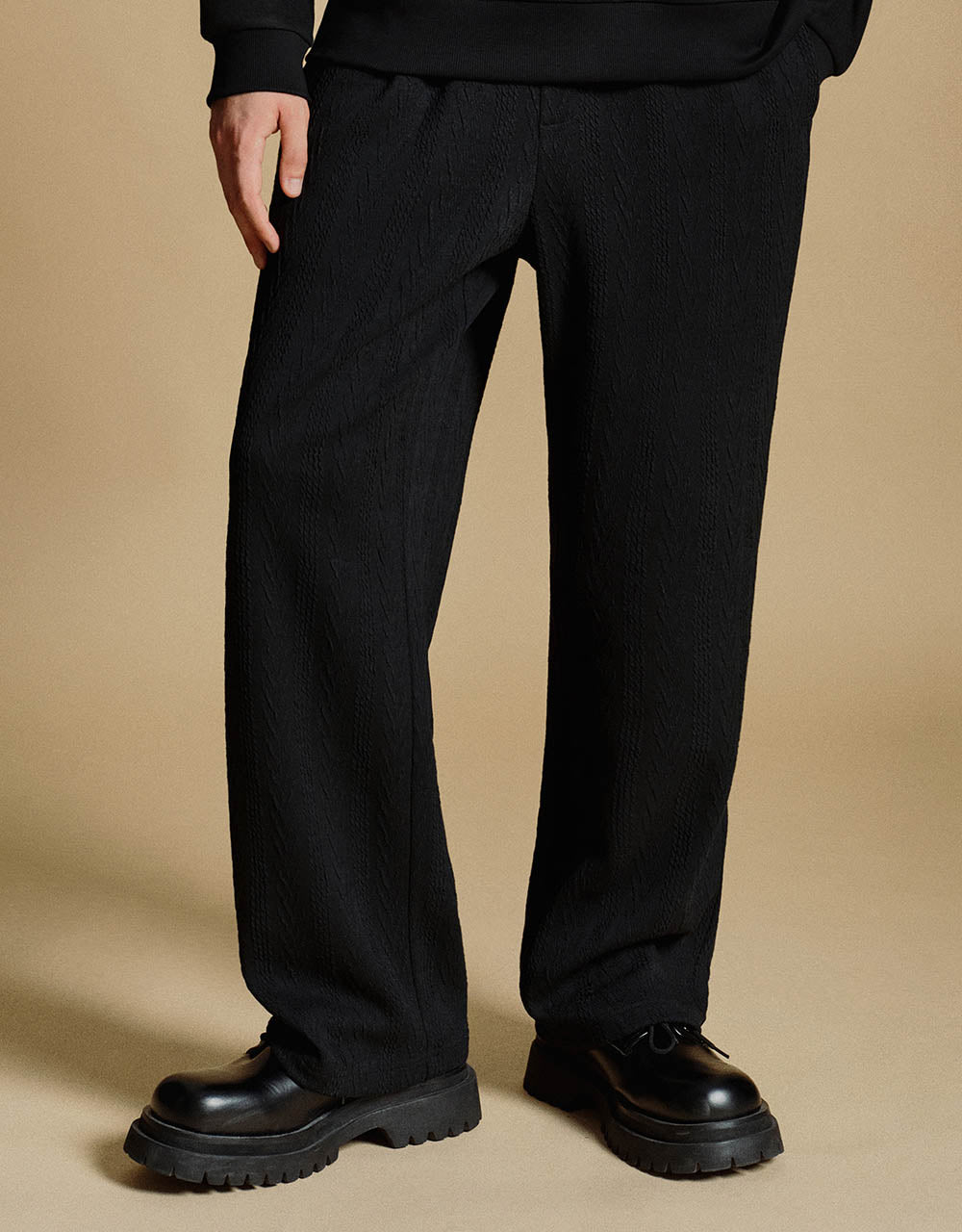Drawstring Waist Knitted Straight Pants
