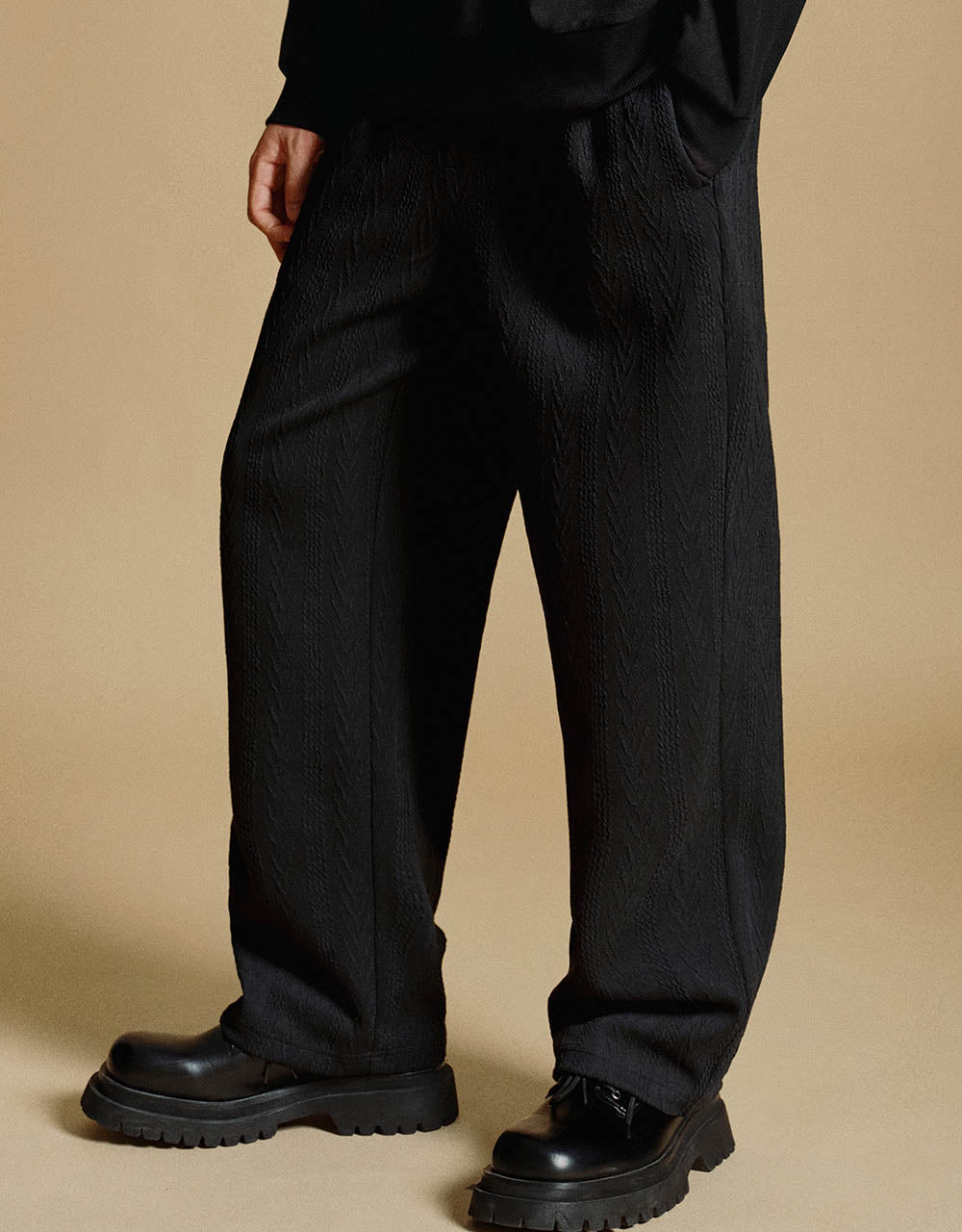 Drawstring Waist Knitted Straight Pants