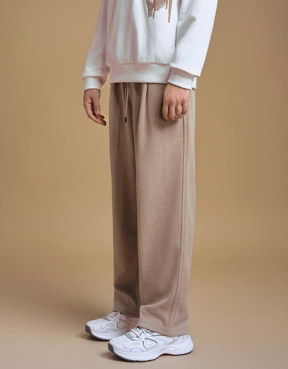 Drawstring Waist Knitted Carrot Fit Pants