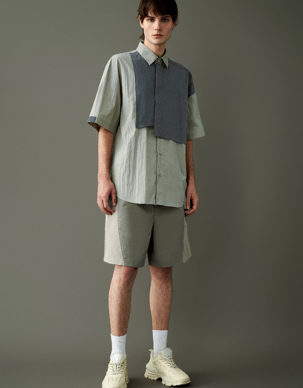 Drawstring Waist Colorblocks Shorts