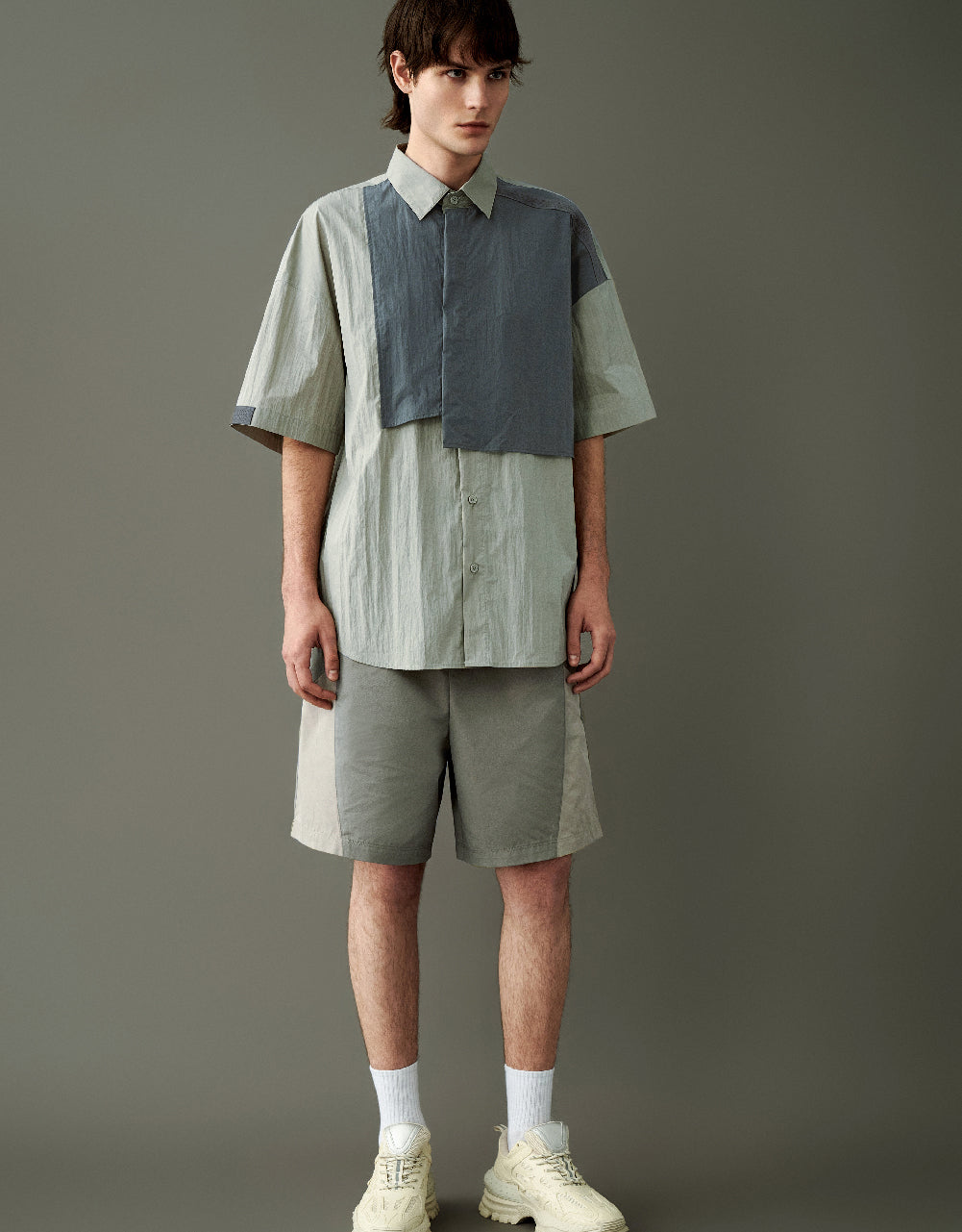 Drawstring Waist Colorblocks Shorts
