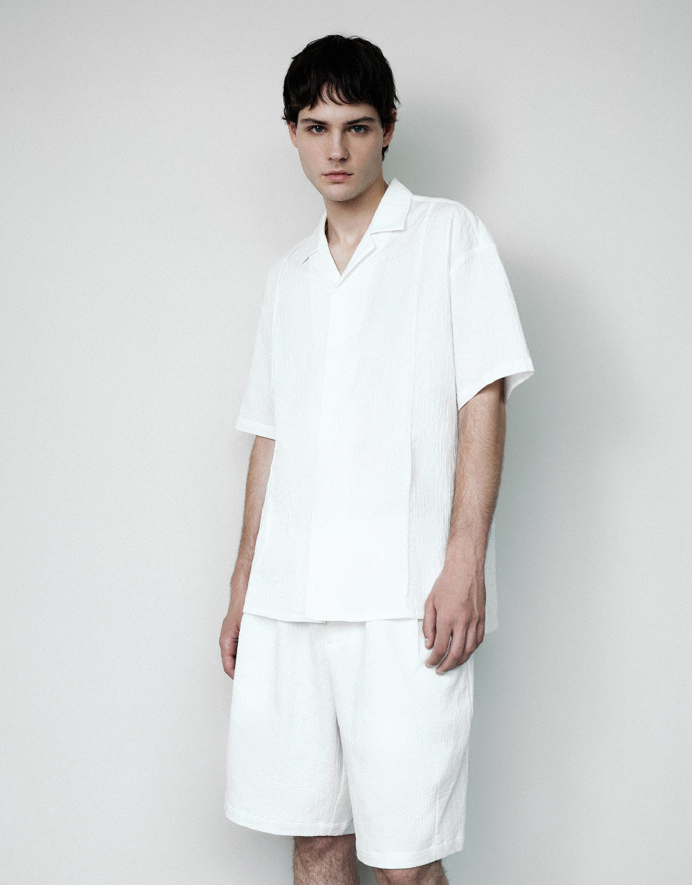 Textured Elastic Waist Shorts