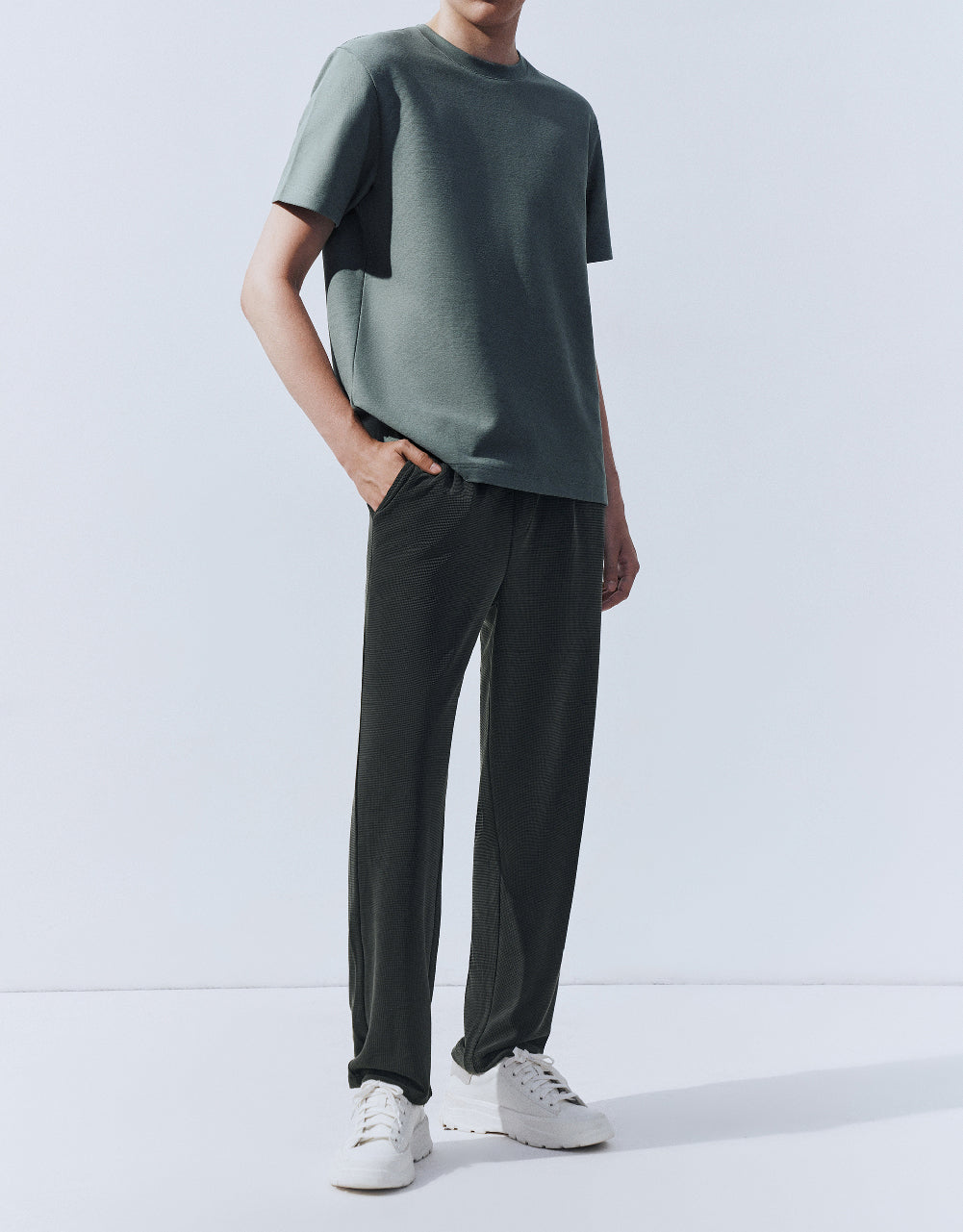 Drawstring Waist Knitted Straight Pants