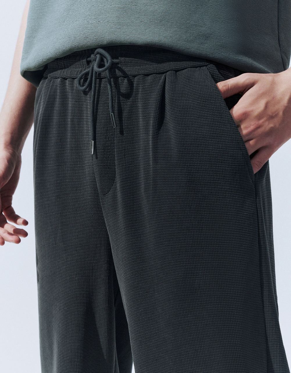Drawstring Waist Knitted Straight Pants