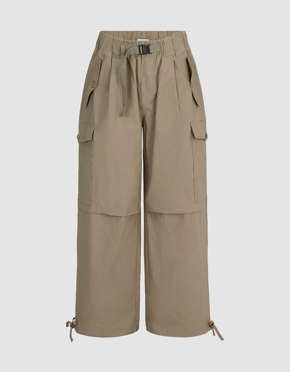 Elastic Waist Jogger Pants With Belt