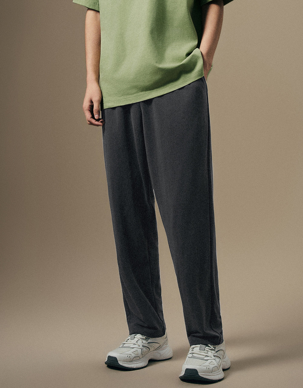 Drawstring Waist Knitted Straight Pants