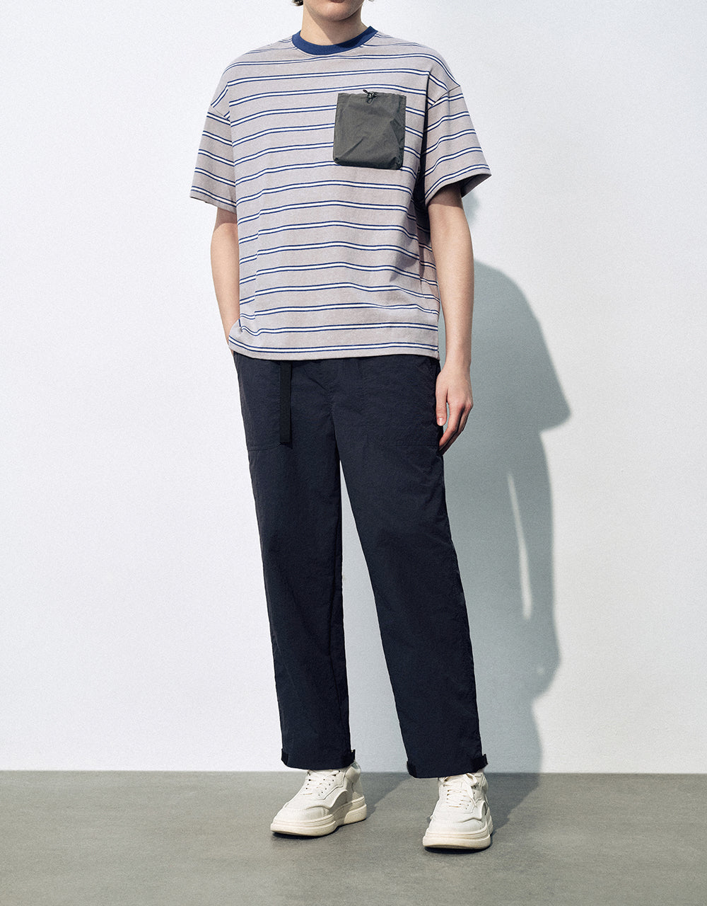 Elastic Waist Straight Pants