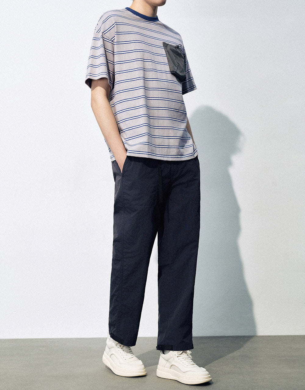 Elastic Waist Straight Pants