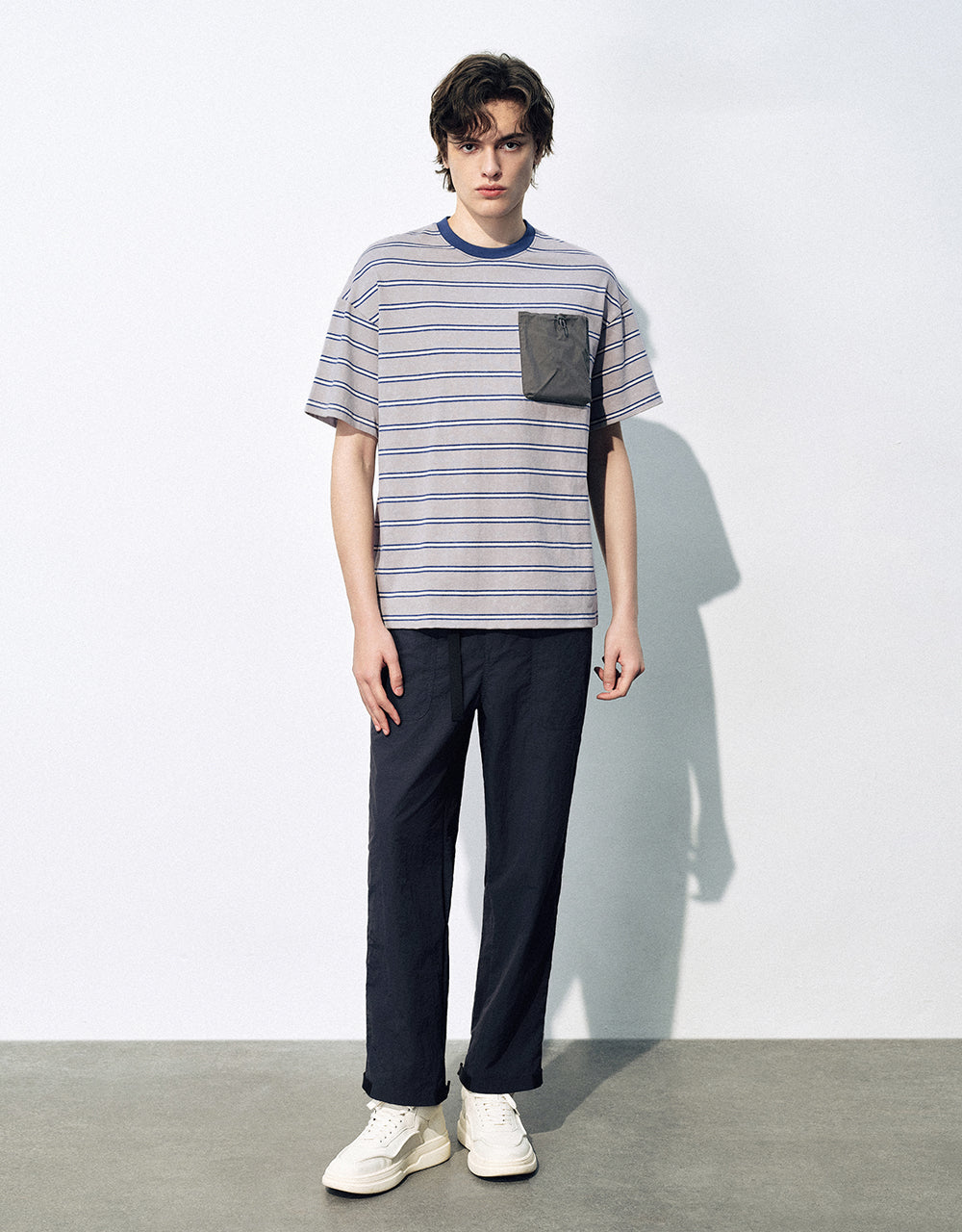 Elastic Waist Straight Pants