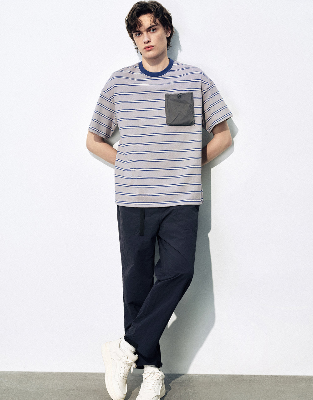 Elastic Waist Straight Pants