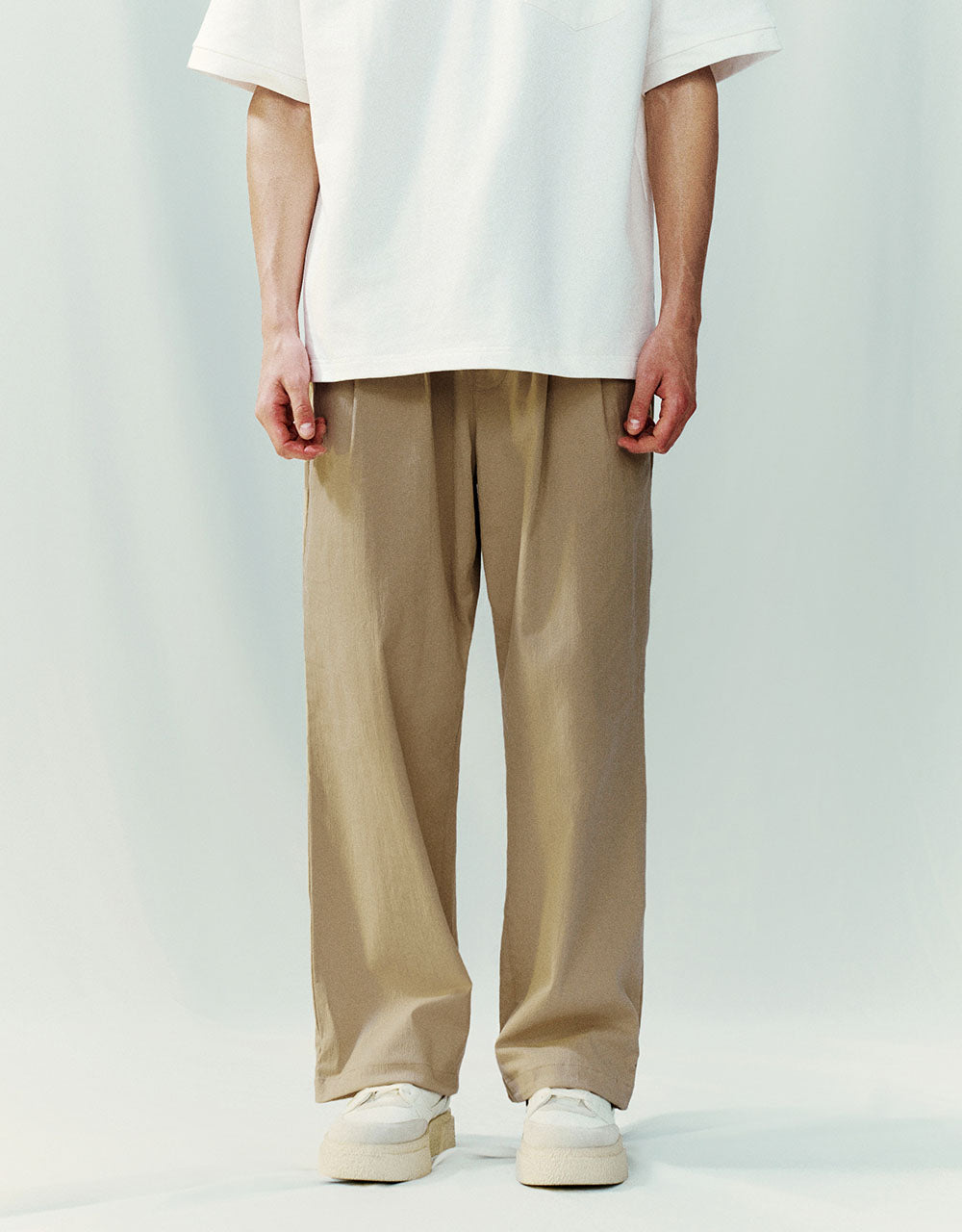 Elastic Waist Wide-Leg Pants