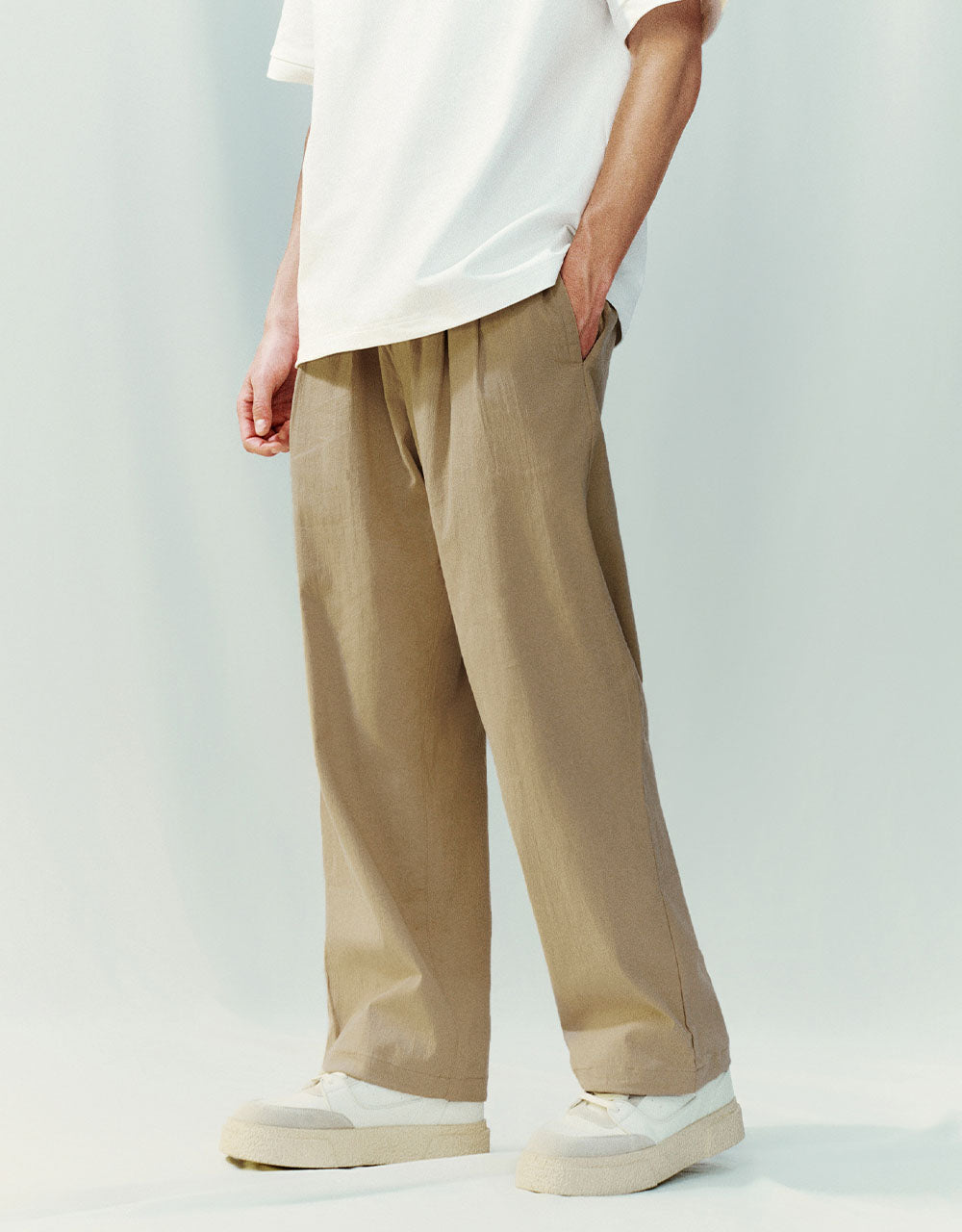 Elastic Waist Wide-Leg Pants