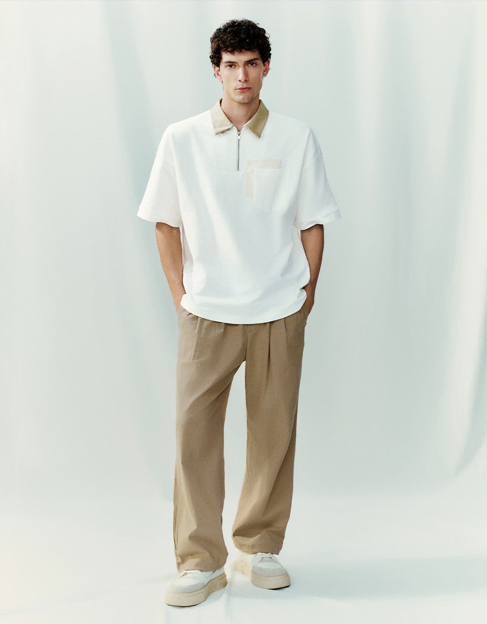 Elastic Waist Wide-Leg Pants