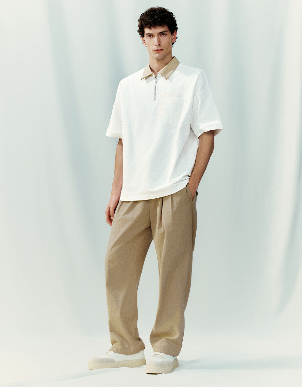 Elastic Waist Wide-Leg Pants
