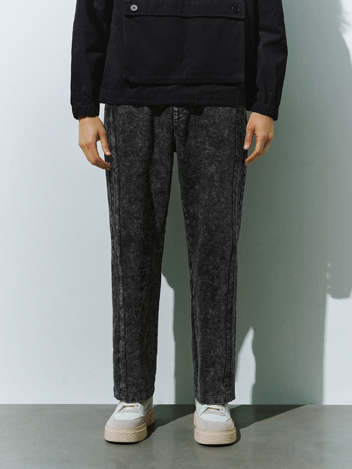 Drawstring Waist Loose Straight Pants