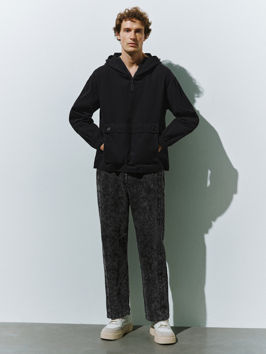Drawstring Waist Loose Straight Pants