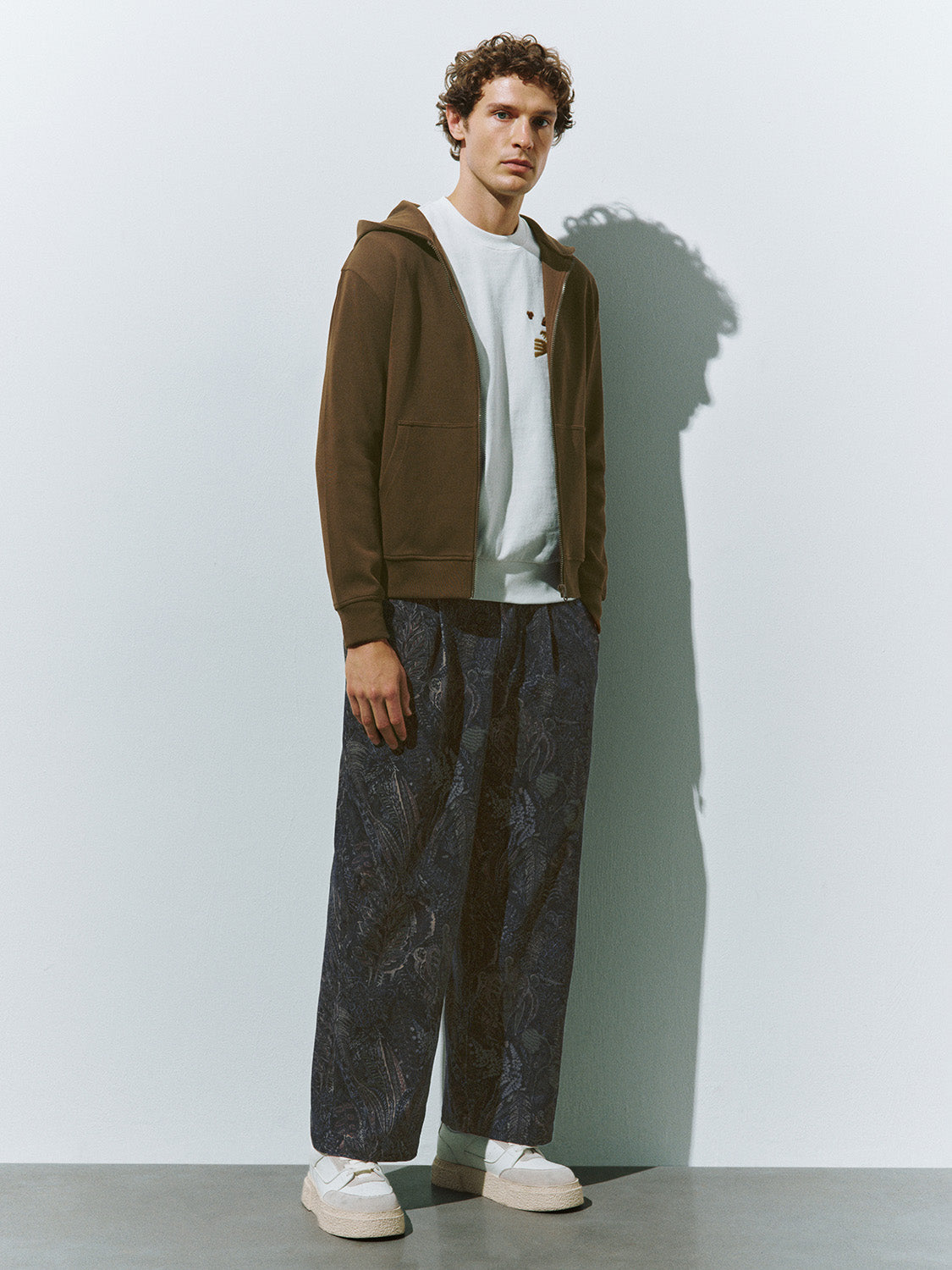 Embossed Wide-Leg Pants