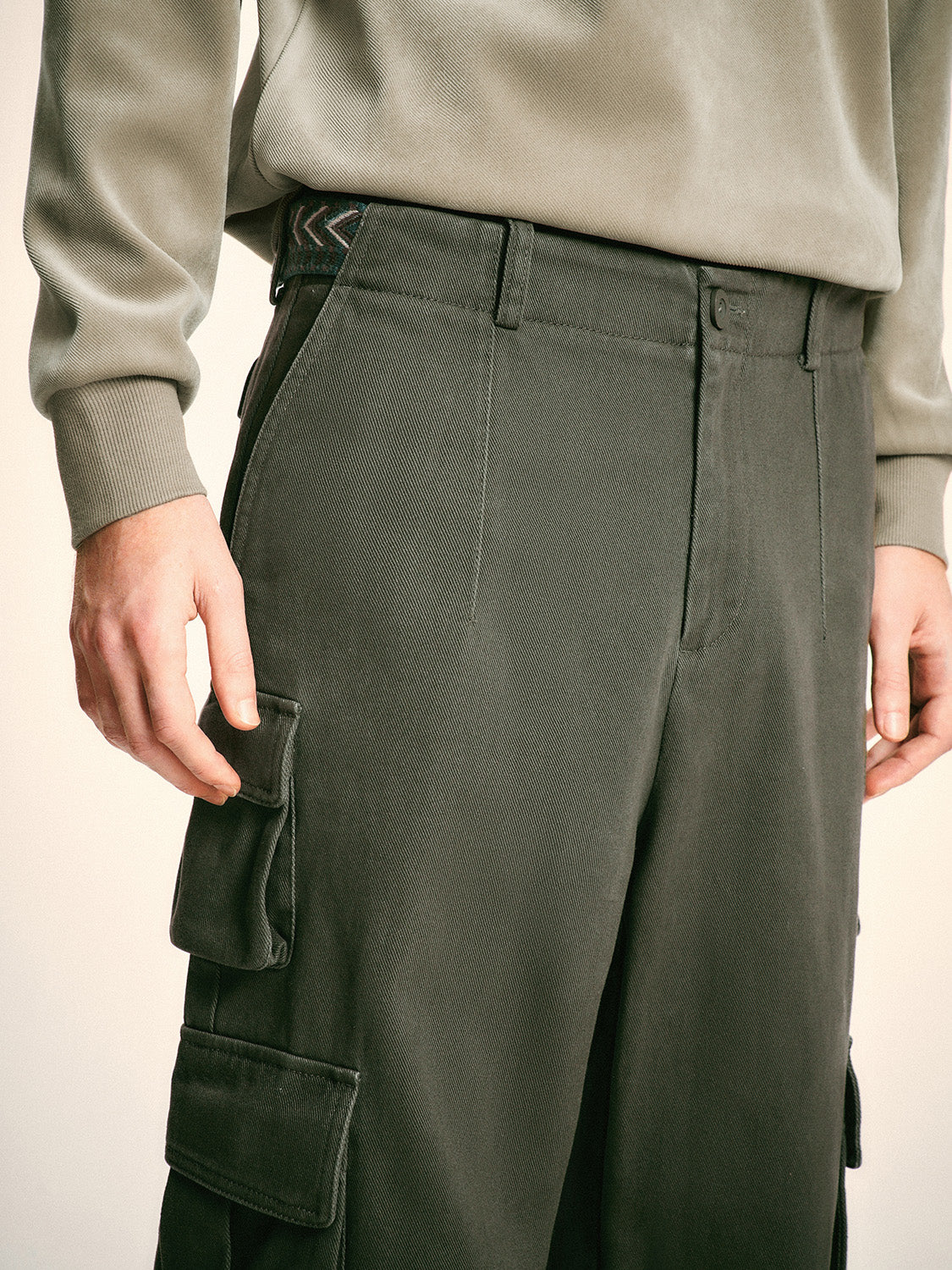 Flap Pocket Wide-Leg Pants