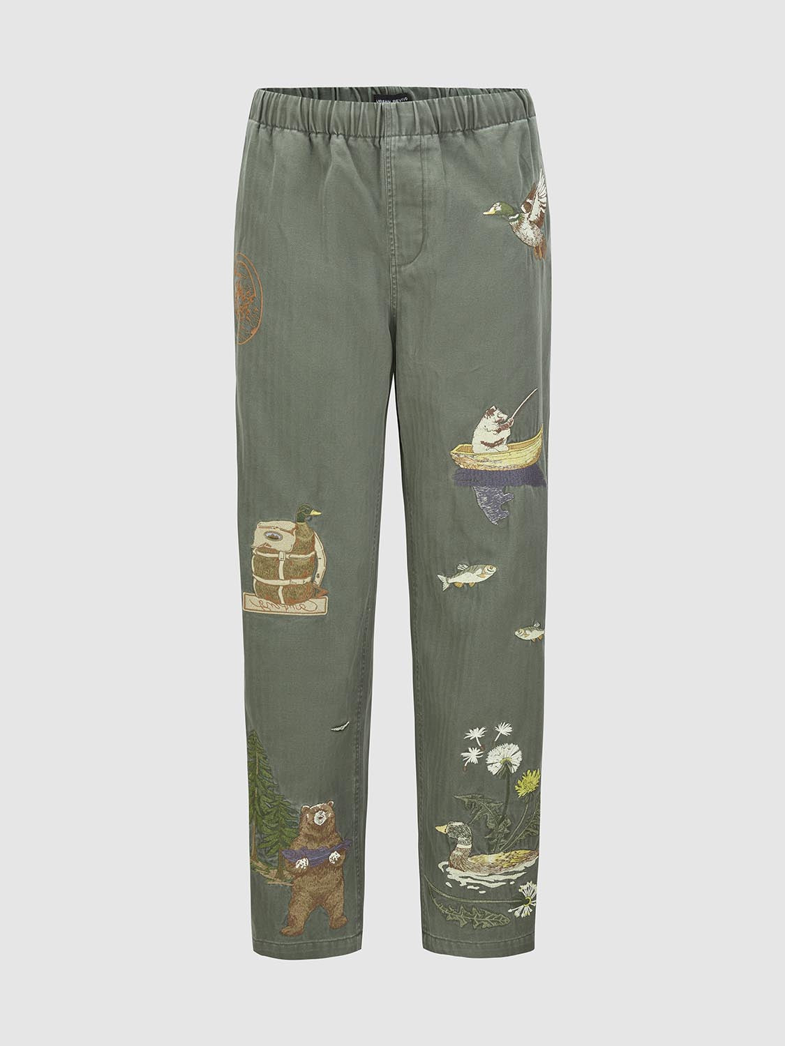 Elastic Patchwork Straight Pants