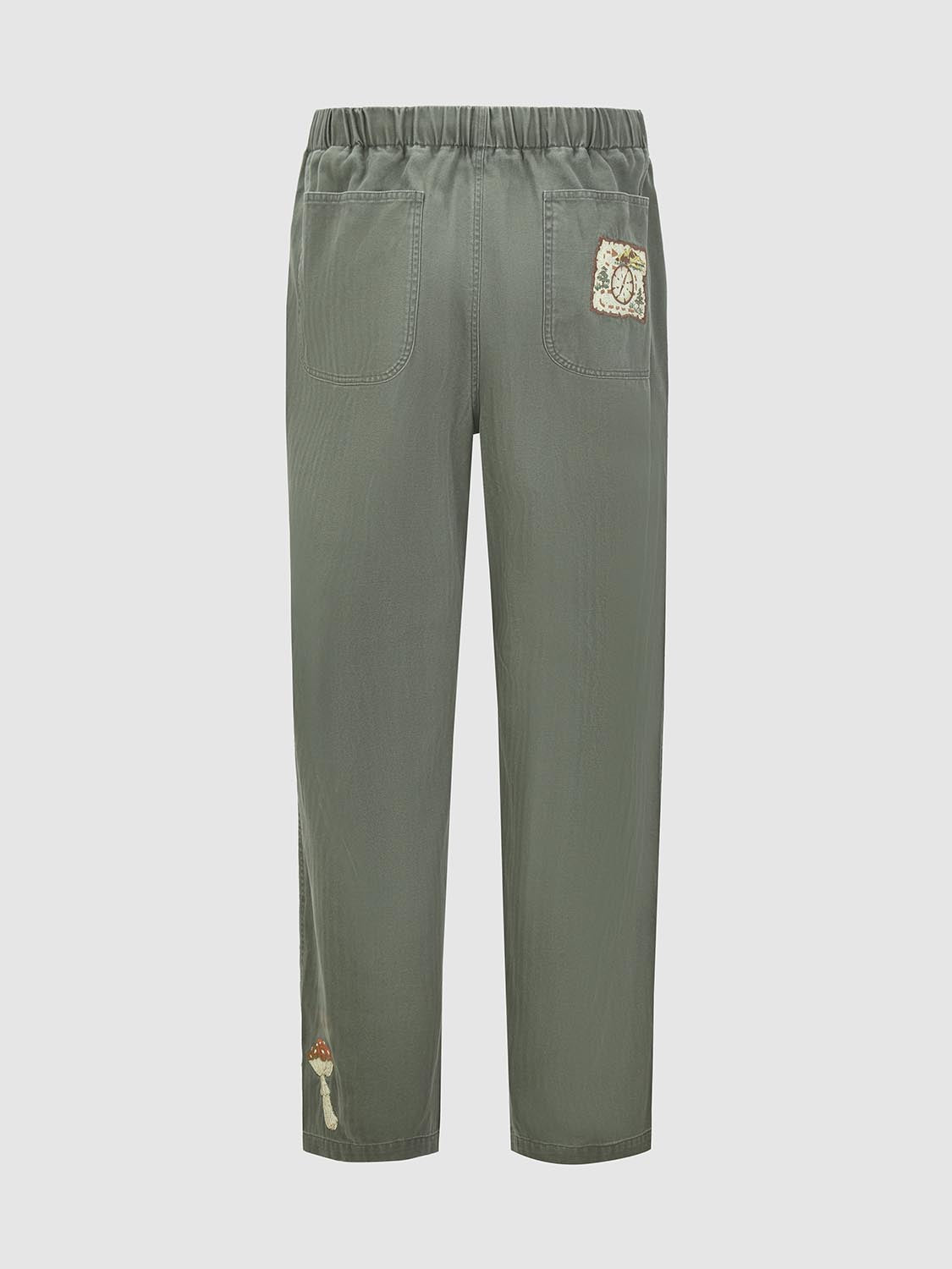 Elastic Patchwork Straight Pants