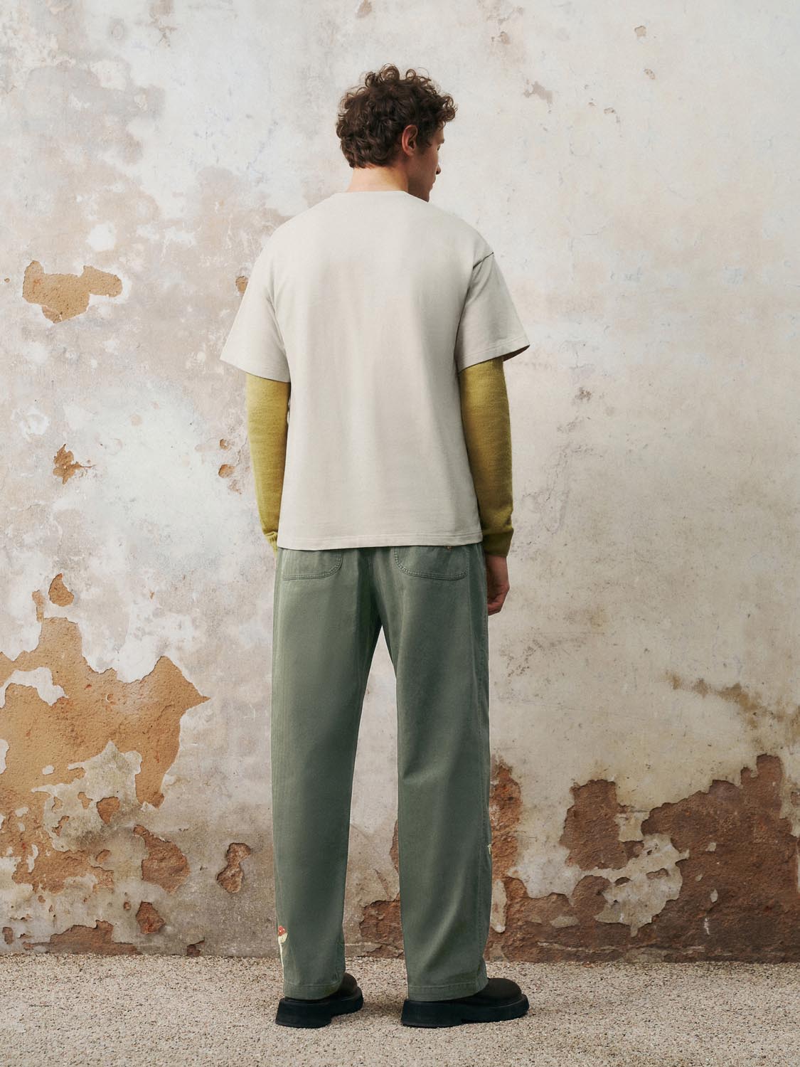 Elastic Patchwork Straight Pants